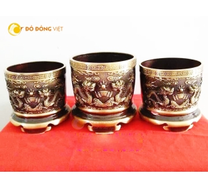 Bát Hương Đồng Thờ Cúng Lưỡng Long Chầu Nguyệt