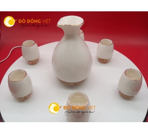 Bộ bình ly đúc vàng pha lê