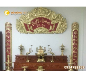 Gía bộ cuốn thư câu đối đồng 