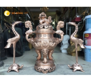 Đỉnh đồng đỏ đúc thủ công cao 70cm