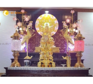 Đỉnh đồng, hạc đồng, tượng phật quan âm bằng đồng mạ vàng