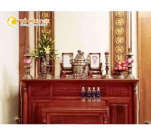 Đỉnh đồng khảm ngũ sắc 1 chữ vàng cao 60 cm