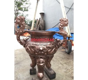 Đỉnh đồng lư hương bằng đồng đỏ, giá bán đỉnh đồng lư hương