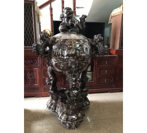 Đỉnh tròn, đỉnh đồng thất lân vờn cầu khảm ngũ sắc đẹp tinh xảo