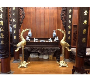 Hạc đồng thờ cúng cỡ lớn bằng đồng vàng