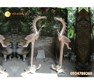 Hạc thờ đình chùa, đôi hạc đồng đúc thủ công giá rẻ, đúc hạc thờ đình chùa theo yêu cầu