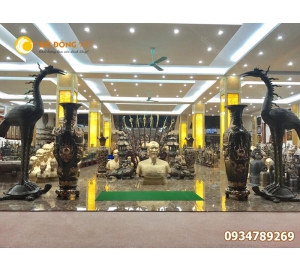 Hạc thờ đình chùa, hạc đồng thờ cúng, làm hạc cho đình chùa nhà thờ họ bằng đồng theo yêu cầu
