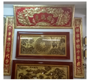 Hoành phi câu đối bằng đồng vàng nền đỏ, hoành phi đức lưu quang