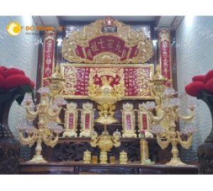 Hoành phi câu đối | Bộ cuốn thư câu đối bằng đồng mạ vàng 24k