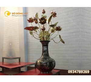 Lọ hoa đồng khảm ngũ sắc