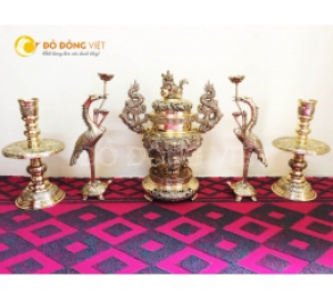 Lư đồng Vĩnh Tiến bộ ngũ sự cao 60cm