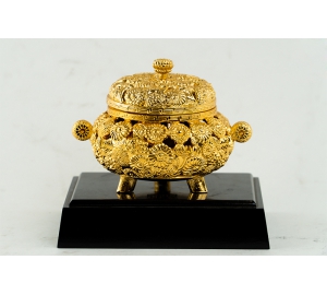 Lư xông trầm bằng đồng dát vàng 24k