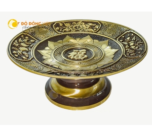 Mâm bồng thờ cúng bằng đồng vàng hai công nghệ