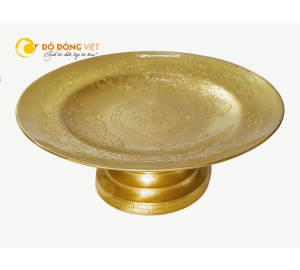 Địa chỉ mua mâm bồng thờ cúng bằng đồng vàng chạm rồng phượng