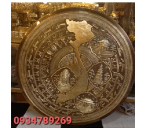MẶT TRỐNG ĐỒNG ĐÚC TREO TƯỜNG KT: 1M2
