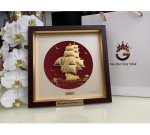 Quà tặng tranh thuyền buồm bằng vàng lá 24k đẹp tinh xảo