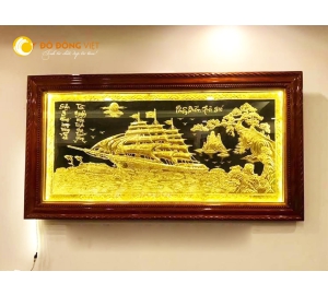 Tranh Thuận Buồm Xuôi Gió Bằng Đồng Gắn Đèn Led
