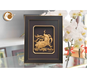 Tranh Công Bằng Vàng Lá 24k, giá bán tranh chim công