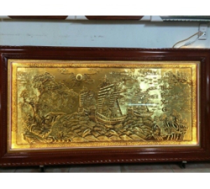 Tranh đồng  vàng thuận buồm xuôi gió làm quà mừng khai trương