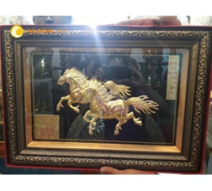 Tranh song mã mạ vàng 24k KT 60cm x 40cm