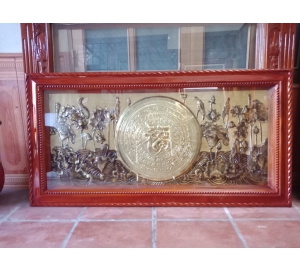 Tranh mặt trống đồng hoa sen đẹp tinh xảo từng chi tiết