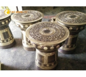 Trống đồng đông sơn đúc thủ công đánh bóng làm màu đẹp tinh xảo KT 45cm