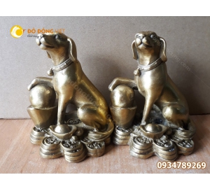 Tượng con chó bằng đồng đẹp nhất cao 13cm 