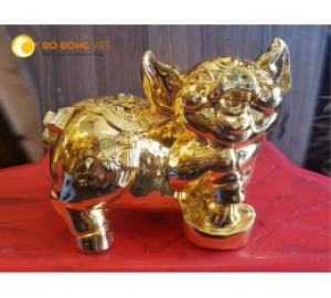 Tượng heo bằng đồng mạ vàng, quà tặng ý nghĩa xuân Kỷ Hợi 2019