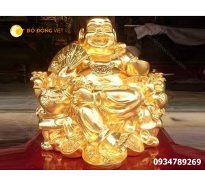  Tượng đồng di lặc mạ vàng 24k cao 45cm 