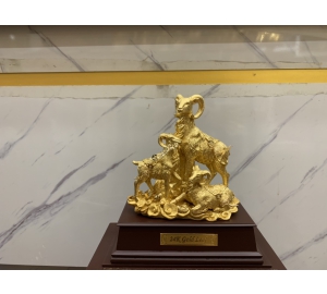 Tượng Tam Dương Khai Thái bằng đồng mạ vàng 24k đẹp tinh xảo