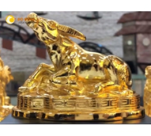 Tượng trâu vàng phong thủy 24k