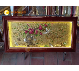 Tranh đồng Vinh hoa phú quý làm màu, gắn đèn LED đẹp xuất sắc