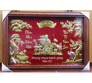 Tranh đồng mừng thọ cụ bà đẹp bằng đồng dứt