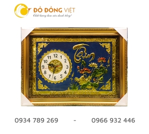 Tranh đồng hồ chữ phúc bằng đồng