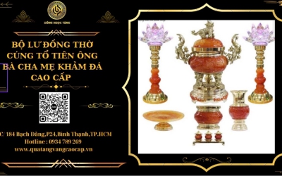 BỘ LƯ ĐỒNG THỜ CÚNG TỔ TIÊN KHẢM ĐÁ CAO CẤP 