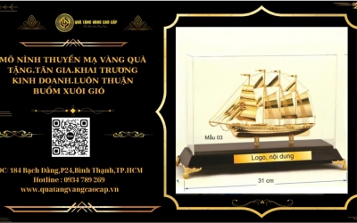 MÔ HÌNH THUYỀN MẠ VÀNG QUÀ TẶNG TÂN GIA, KHAI TRƯƠNG, KINH DOANH