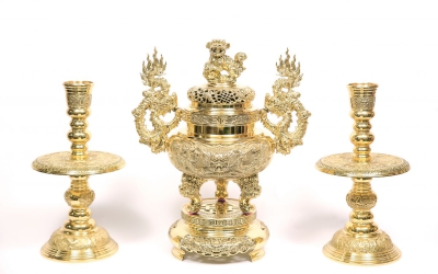 Bộ Lư Đồng Thờ Phụng  Gia Tiên 