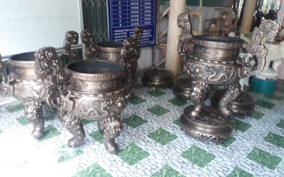 Bộ đỉnh đồng lư hương đúc bằng đồng đỏ nguyên chất, tìm hiểu về đỉnh đồng  lư hương