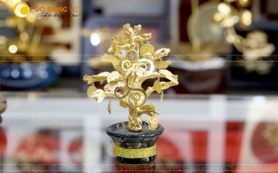 Chậu cây tài lộc dát vàng 24k , cây tiền tài làm quà tặng cao cấp