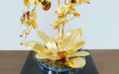 Mô hình cây hoa lan hồ điệp bẳng vàng 24k - MS02
