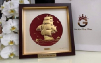 Quà tặng doanh nghiệp Tranh thuyền buồm dát vàng 24k 