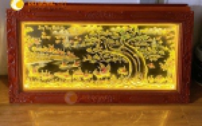 Tranh đồng mỹ nghệ, giá bán tranh đồng đèn led song tùng bách hạc