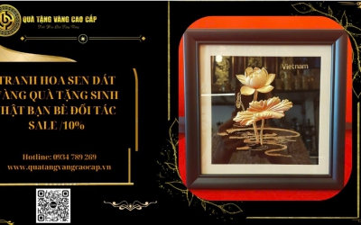 TRANH HOA SEN DÁT VÀNG QUÀ TẶNG SINH NHẬT BẠN BÈ ĐỐI TÁC SALE 10%